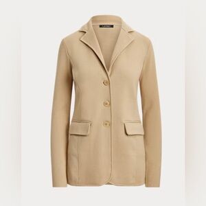Lauren Ralph Lauren Birch Tan Cotton-Blend Stretch Blazer, Size L.